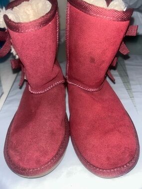 Kids Cozy Shearling-Lined Winter Boots - Burgundy 420.03 white